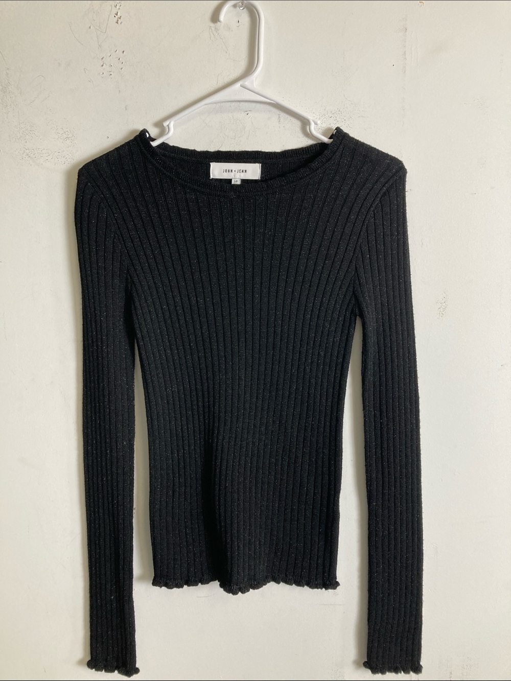 John + Jenn Black Ribbed Knit Top